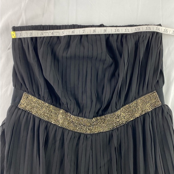 F21 black pleated beaded belt strapless wide leg jumpsuit, L - Picture 6 of 13